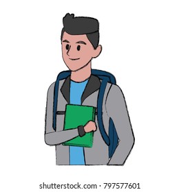 Young man student cartoon