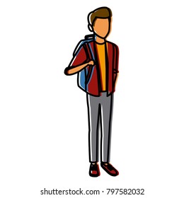 Young man student cartoon
