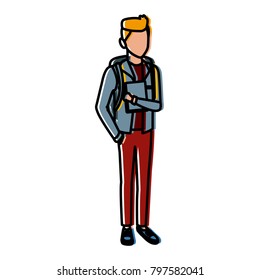 Young man student cartoon
