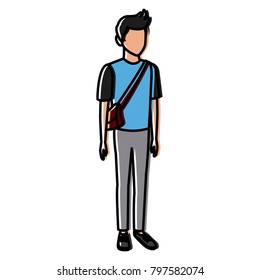Young man student cartoon