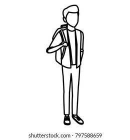 Young man student cartoon