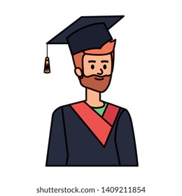 young man student graduated with beard