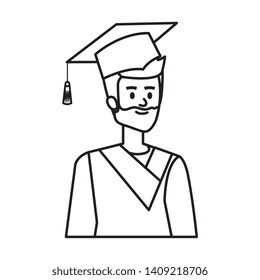 young man student graduated with beard