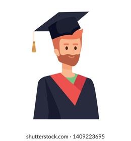 young man student graduated with beard