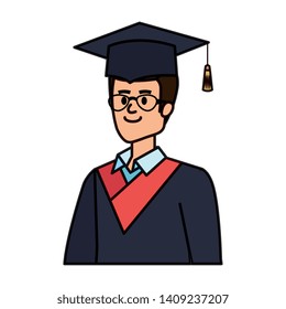 young man student graduated with glasses