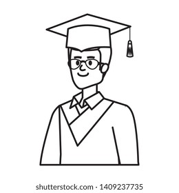 young man student graduated with glasses