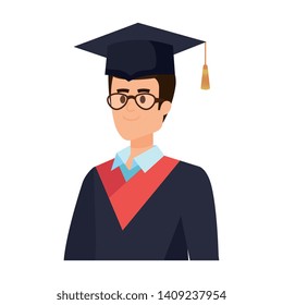 young man student graduated with glasses