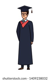 young man student graduated with glasses