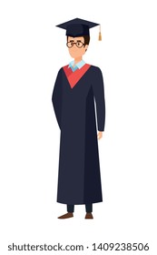 young man student graduated with glasses