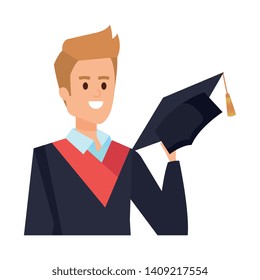 young man student graduated with hat