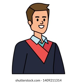 young man student graduated vector illustration