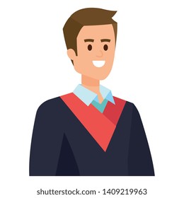 young man student graduated vector illustration