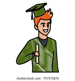 Young man student with graduation gown