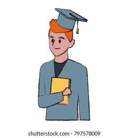 Young man student with graduation gown