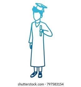 Young man student with graduation gown