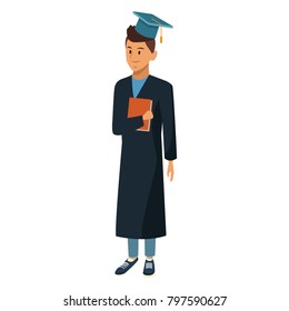 Young man student with graduation gown