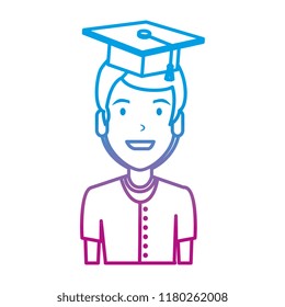 young man student with hat graduation