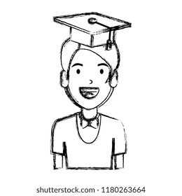 young man student with hat graduation