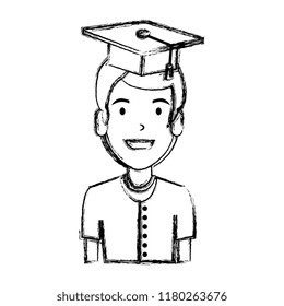 young man student with hat graduation