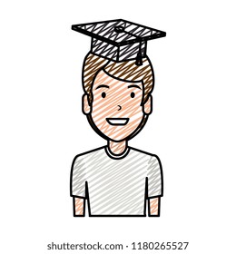 young man student with hat graduation