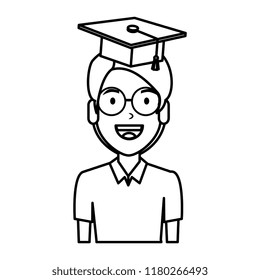 young man student with hat graduation