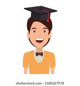 young man student with hat graduation