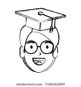young man student head with hat graduation