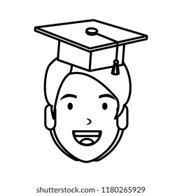 young man student head with hat graduation