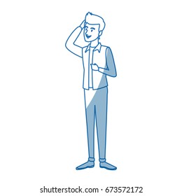 young man student standing cartoon person image