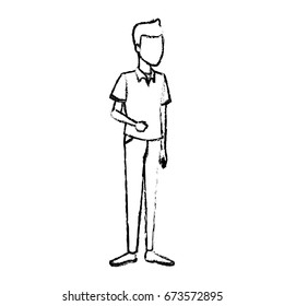 young man student standing cartoon person image