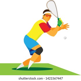 the young man is a student who plays on the court with a racquetball partner