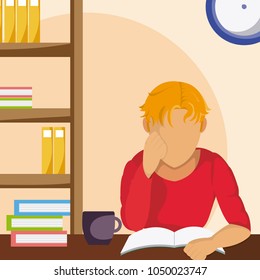 Young man studying at home
