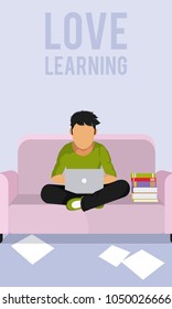 Young man studying at home