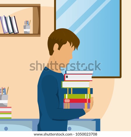 Young man studying at home