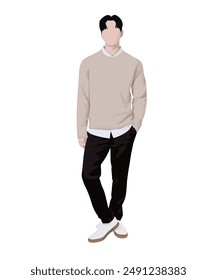 Young man in stylish casual clothes. Vector illustration on a white background