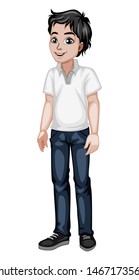 Young Man in Stylish Clothes Cartoon Illustration. Handsome Happy Guy Character Isolated on White Background