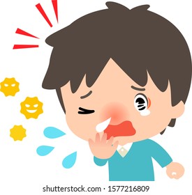 Young man suffering from allergic symptoms