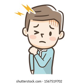 Young man suffering from stiff shoulders