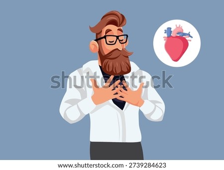
  Young Man Suffers a Heart Attack Vector Medical Illustration. Vector medical graphic of an acute myocardial infarction in a young male 