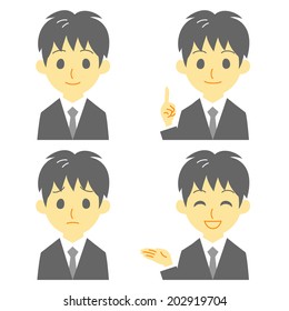 young man, in suit, expressions