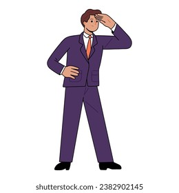 young man in suit with pose looking at something far away