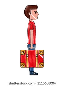 young man with suitcase