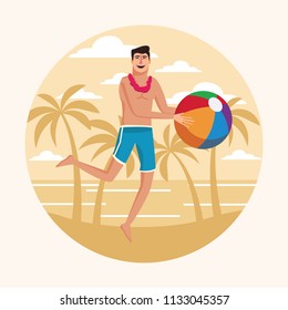 Young man at summer