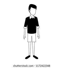 Young man summer clothes in black and white