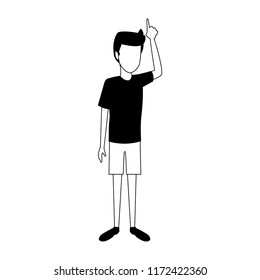Young man summer clothes in black and white