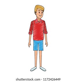 Young man summer clothes scribble