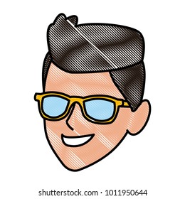 Young man with sunglasses cartoon