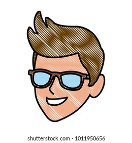 Young man with sunglasses cartoon