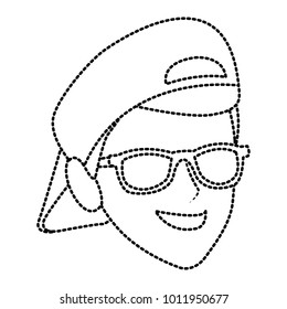 Young man with sunglasses cartoon
