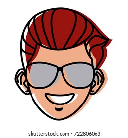 Young man with sunglasses cartoon